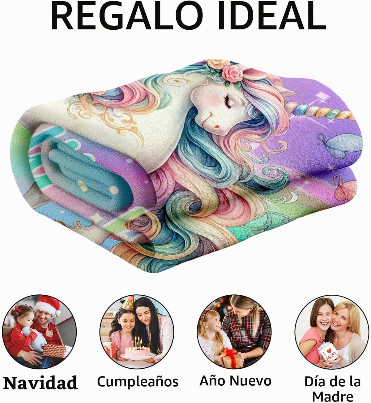 Manta personalizada de unicornio para niñas, 30 x 40 pulgadas, tama...