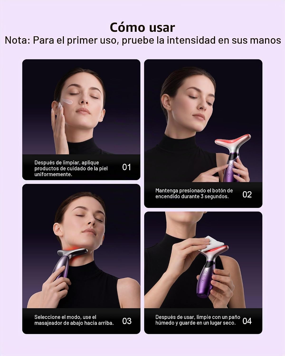 Pedete Masajeador facial, terapia de luz roja de 7 colores para car...