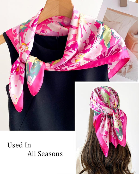 Pañuelo bandana de satén para mujeres, bufandas sedosas para el cab...