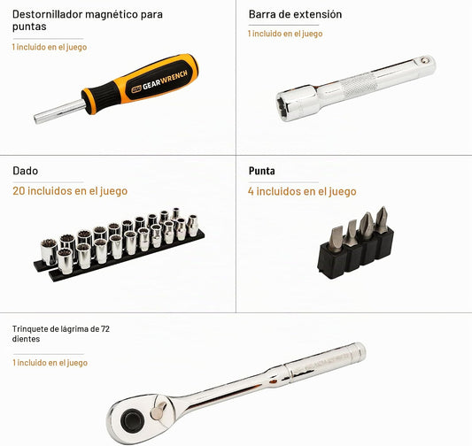GEARWRENCH 27 Pieza 1\/2" Drive 12 Puntos SAE\/Métrica Juego de...