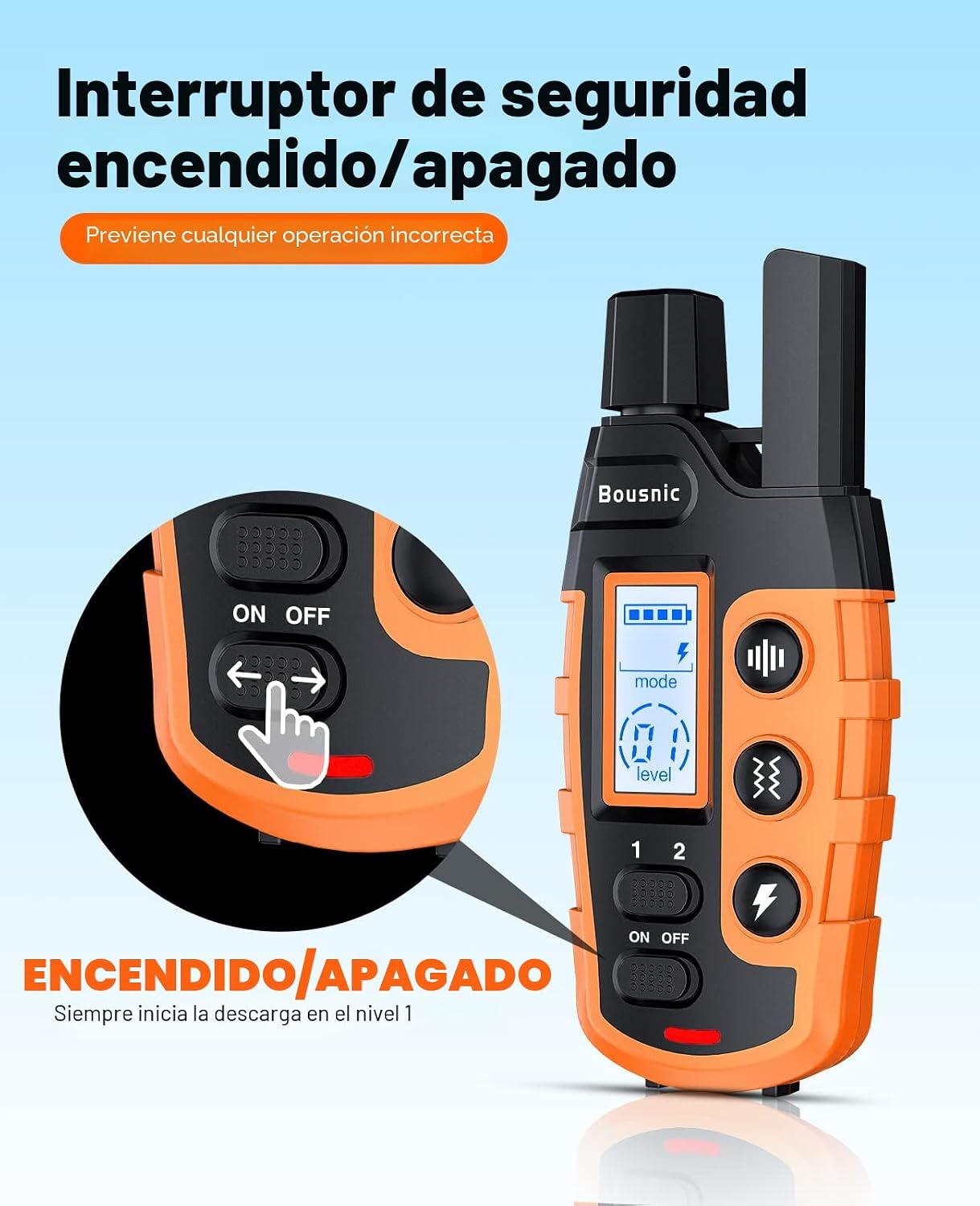 Bousnic Collar de choque para perro, collar de entrenamiento para p...