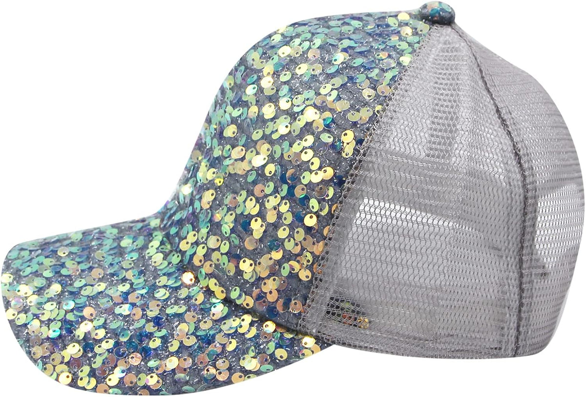 BOLLEY JOSS Gorra de béisbol con lentejuelas para mujeres y niñas,...