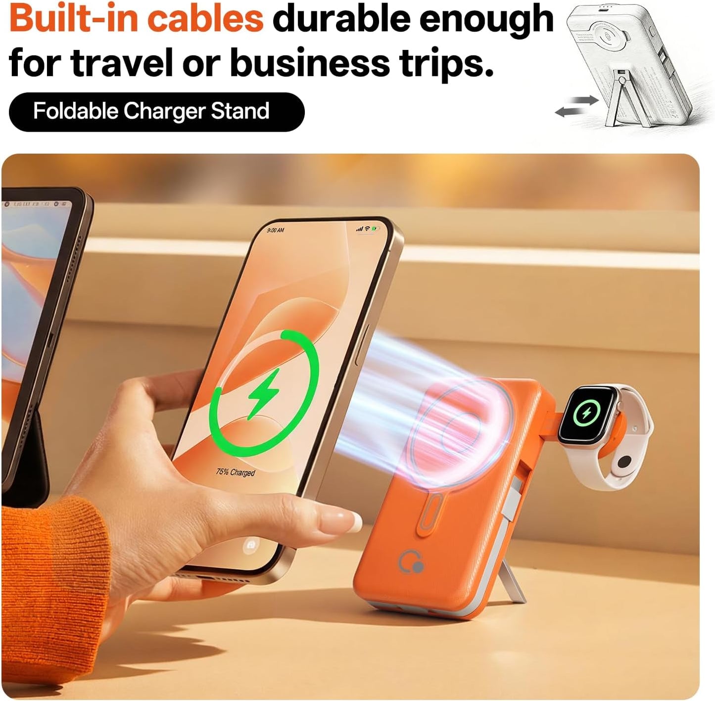Q Cargador portátil inalámbrico magnético de 10,000 mAh, batería ex...