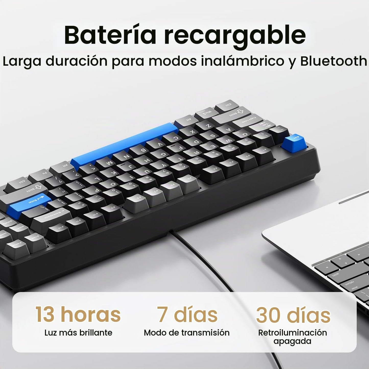 Teclado mecánico inalámbrico, montado con junta, con sonido cremoso...