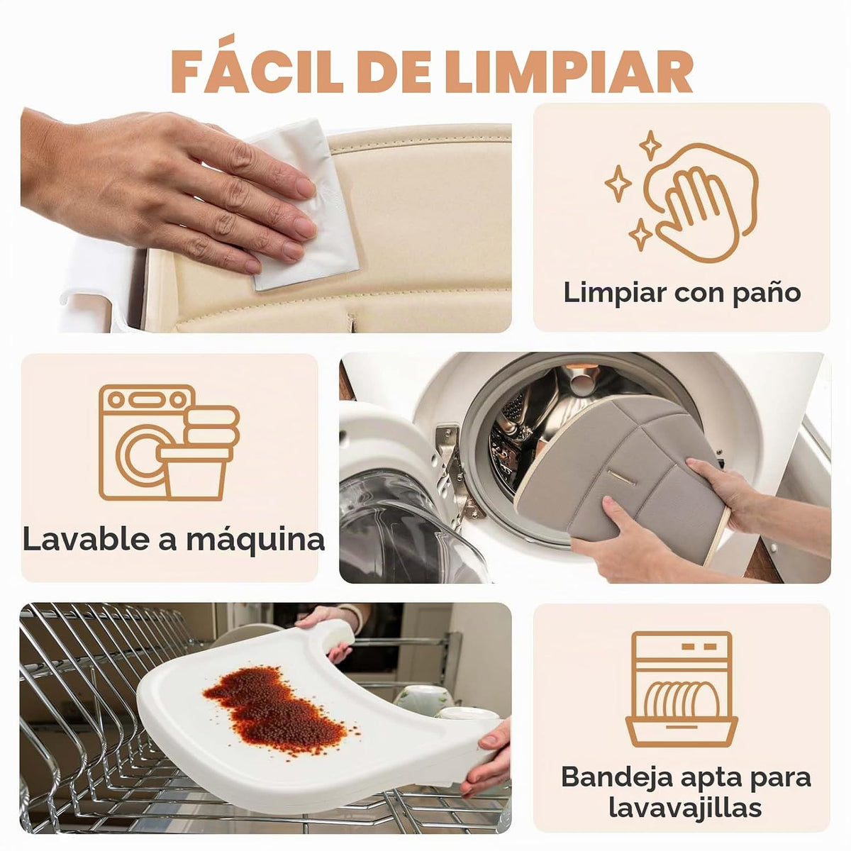 Silla alta plegable y ajustable para bebés y niños pequeños, silla...