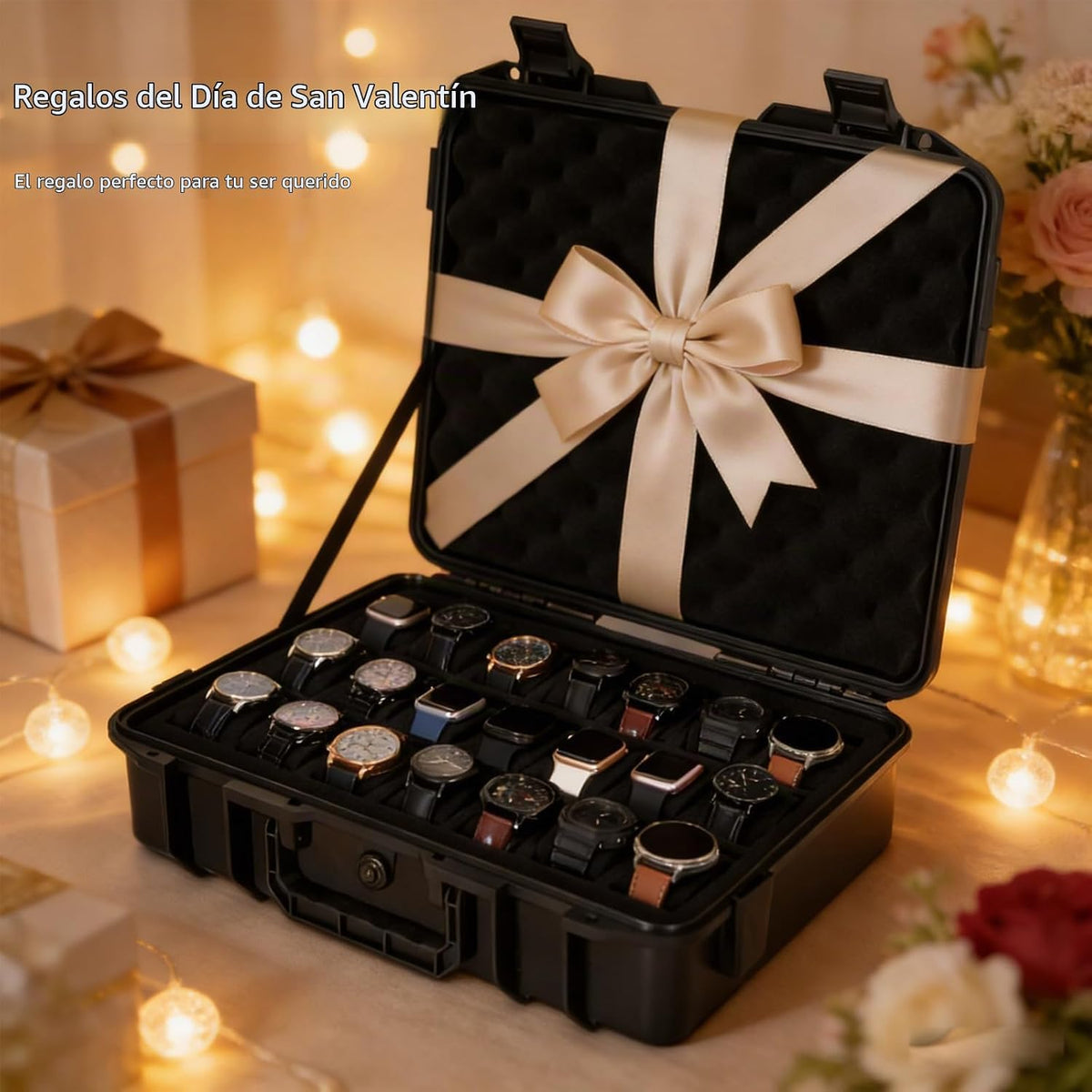 FREEAMG Estuche de viaje para reloj con 21 ranuras para hombres, ca...