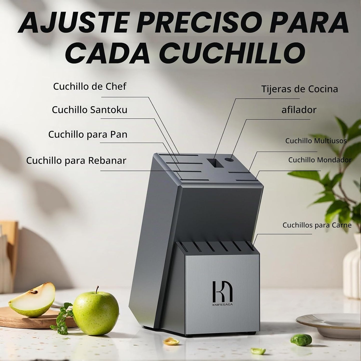 KnifeSaga Juego de cuchillos de cocina de alta calidad, 15 piezas c...