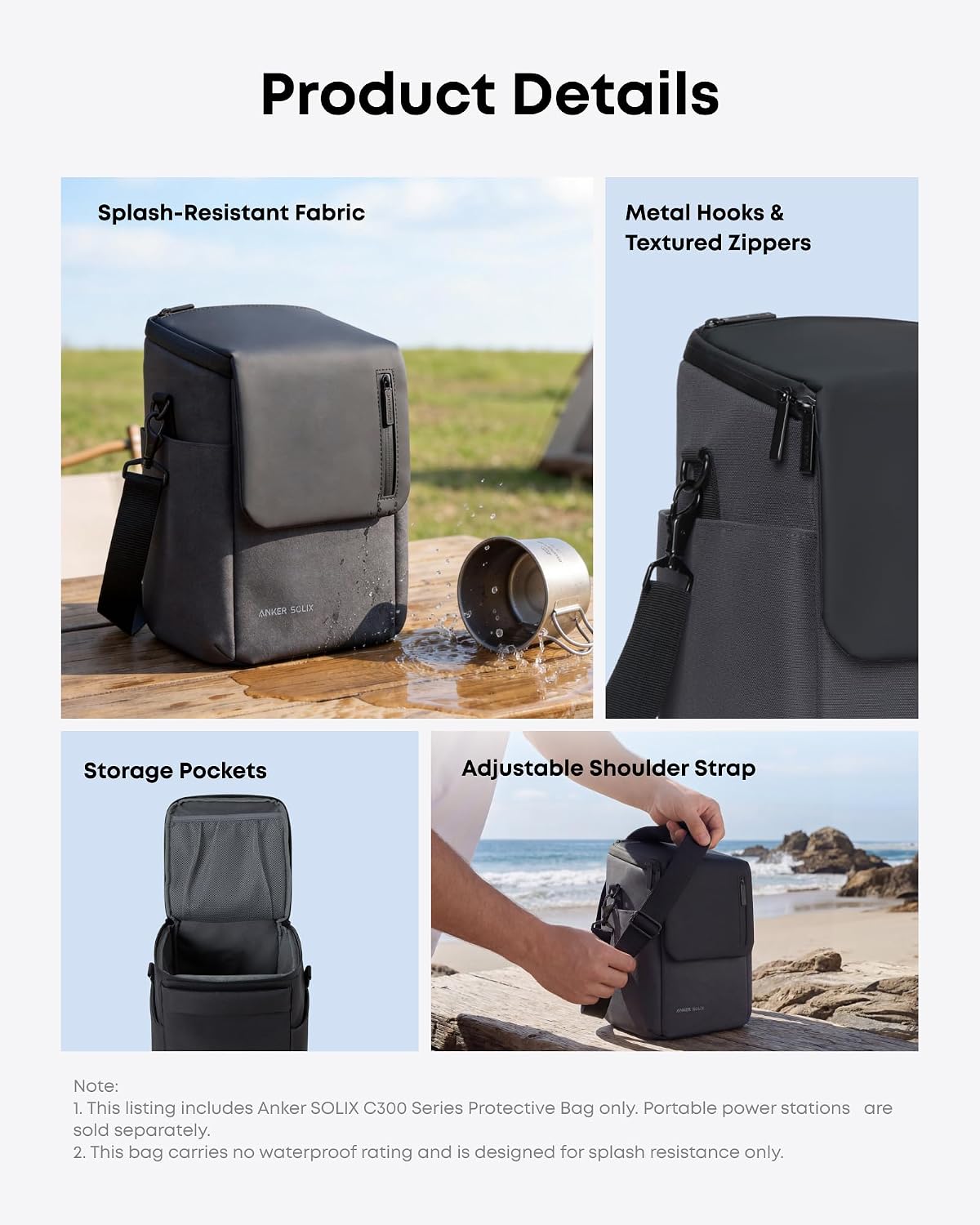 Anker Generador solar SOLIX C300 con bolsa protectora, estación de...