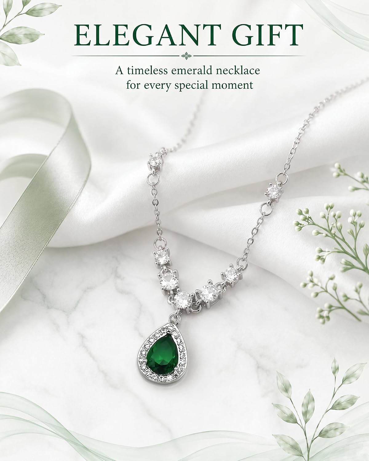 Watforsh Colgante de lágrima de plata con piedra natal de cristal a...