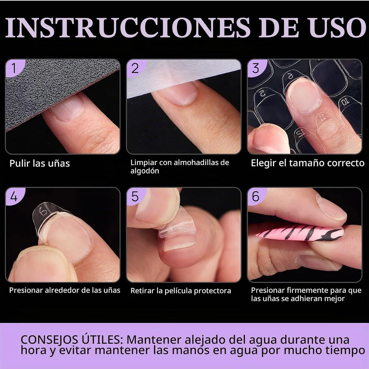 BTArtbox - Pestañas adhesivas para uñas, 10 hojas, 15 tamaños para...