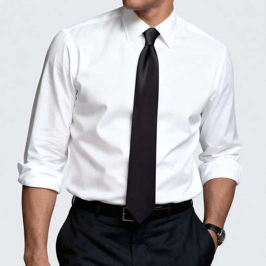 Hi-Tie Juego de corbata de satén sólido extra largo para hombre, co...