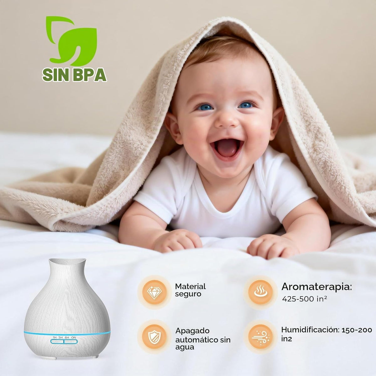 BZseed Difusor de aceite esencial para aromaterapia 550ml, Difusor...