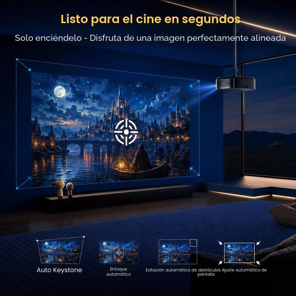 Proyector inteligente compatible con 4K actualizado Alvar con 2500...