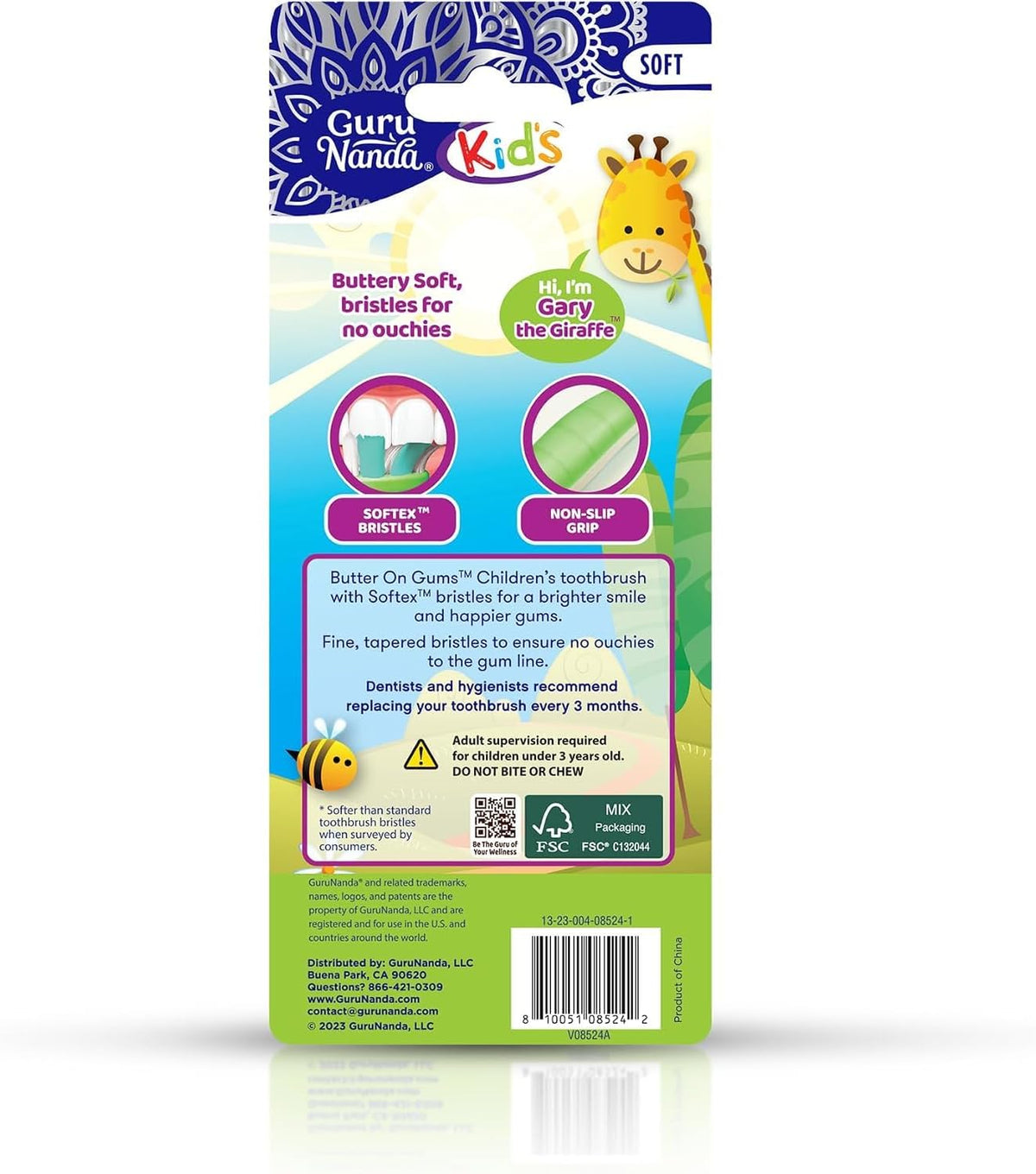 GuruNanda Butter On Gums - Cepillo de dientes para niños, paquete d...