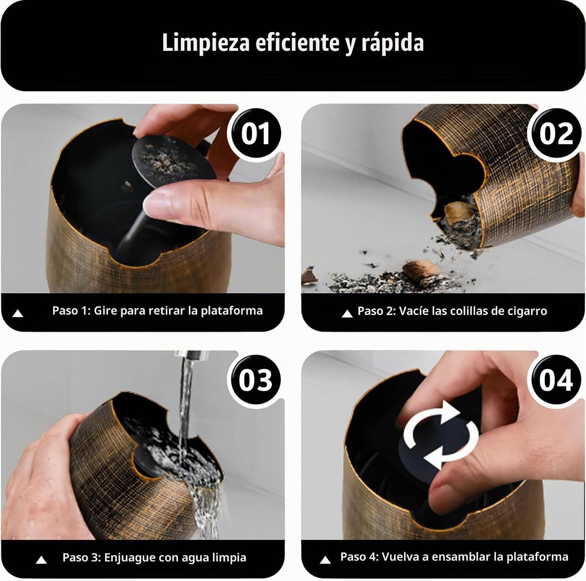 roygra Cenicero para cenizas con tapa, cenicero de cigarros al aire...