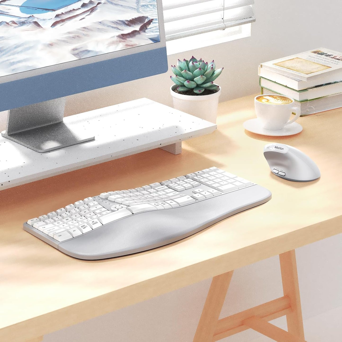 MEETION Combo de ratón y teclado ergonómico, diseño dividido, mouse...