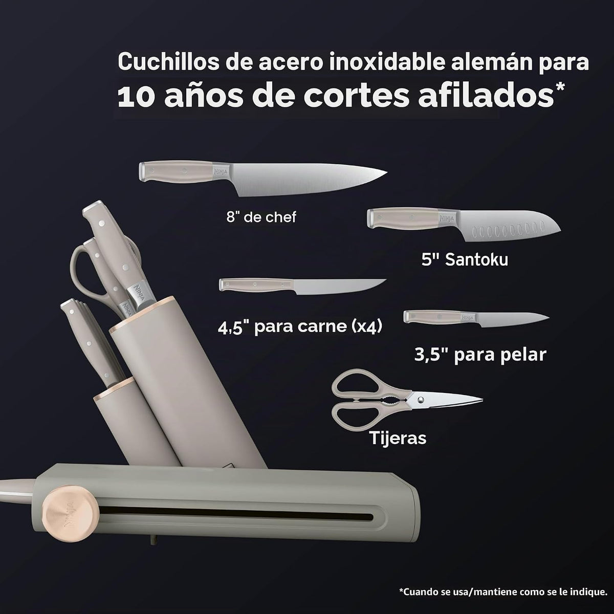 Ninja NeverDull® - Juego de cuchillos de acero inoxidable alemán de...