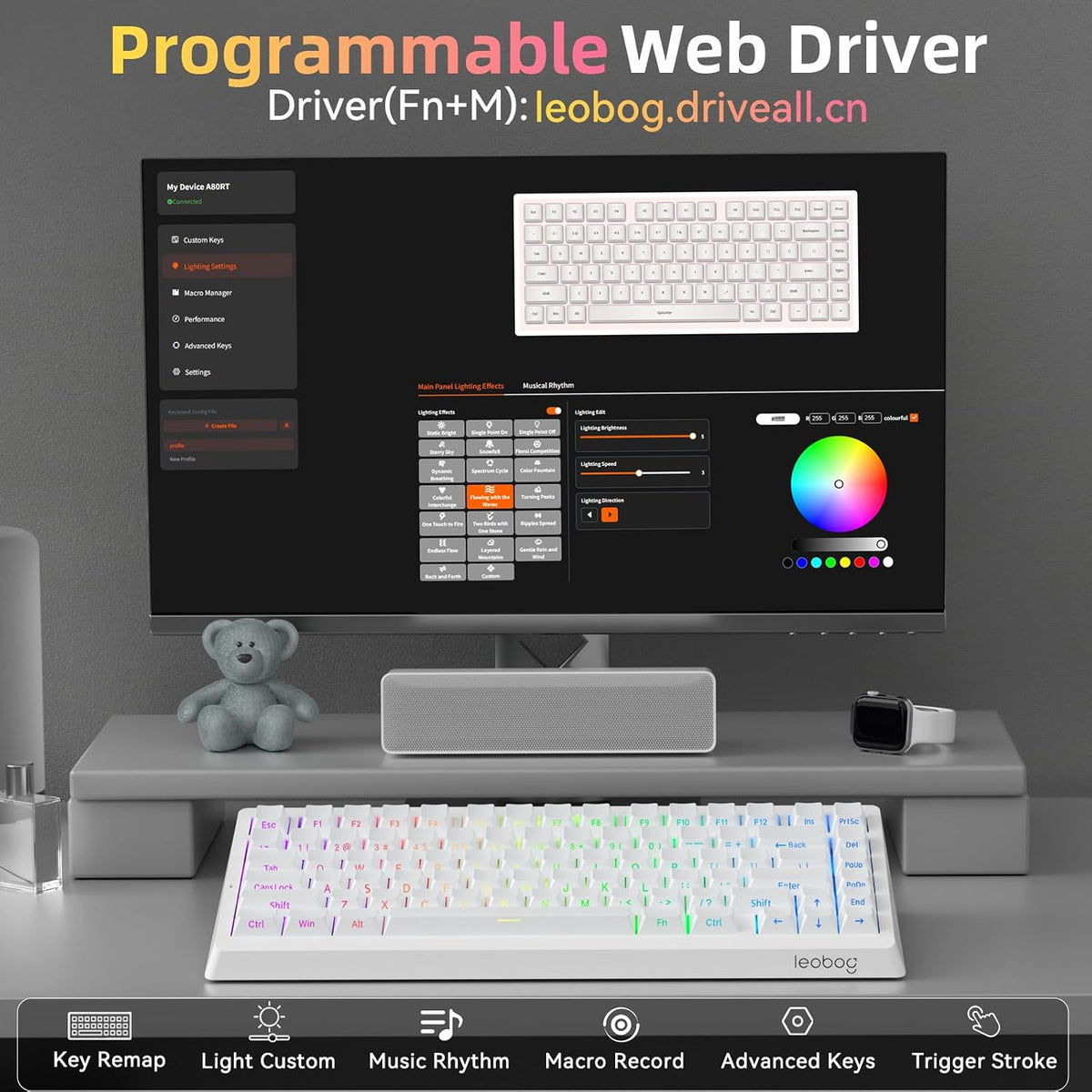 LEOBOG A80 RT Efecto Hall Teclado mecánico para juegos Disparador r...