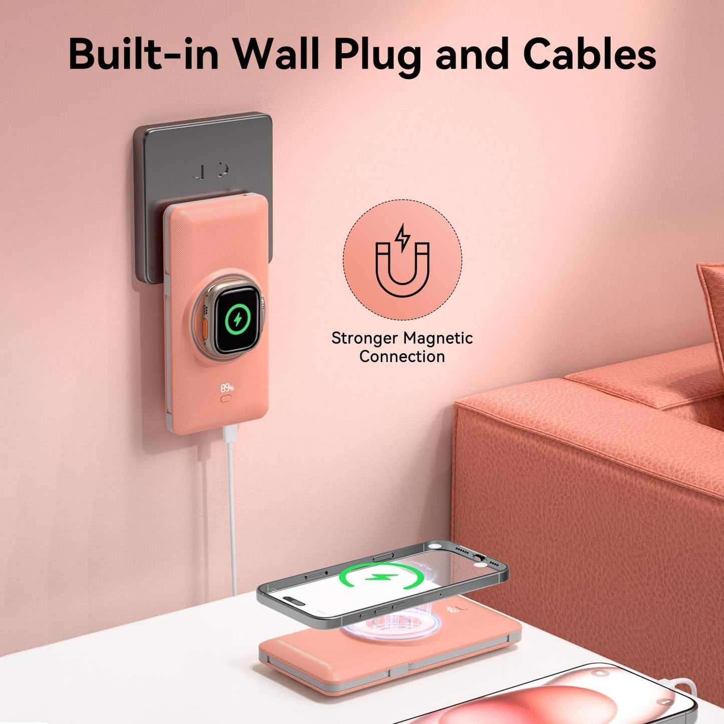 LUCKYFELLOW Banco de energía inalámbrico para teléfonos y Apple Wat...