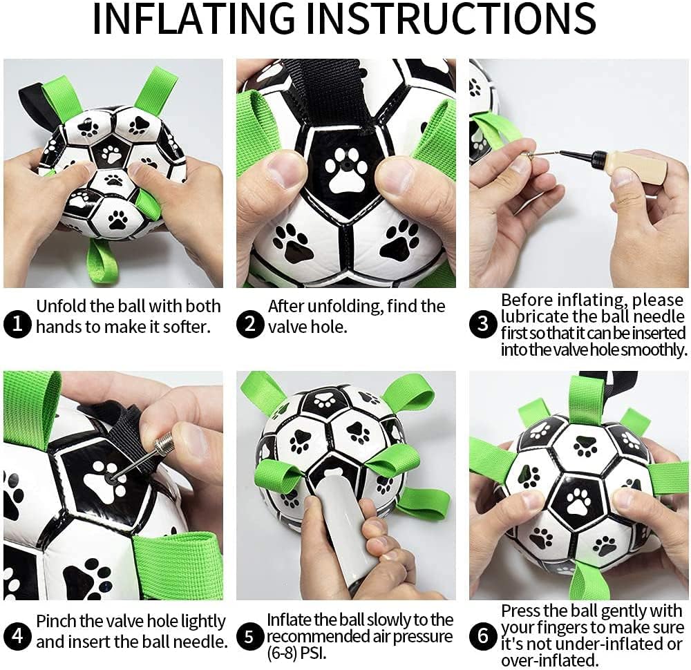 QDAN Juguetes grandes para perros, pelota de fútbol de 8 pulgadas p...