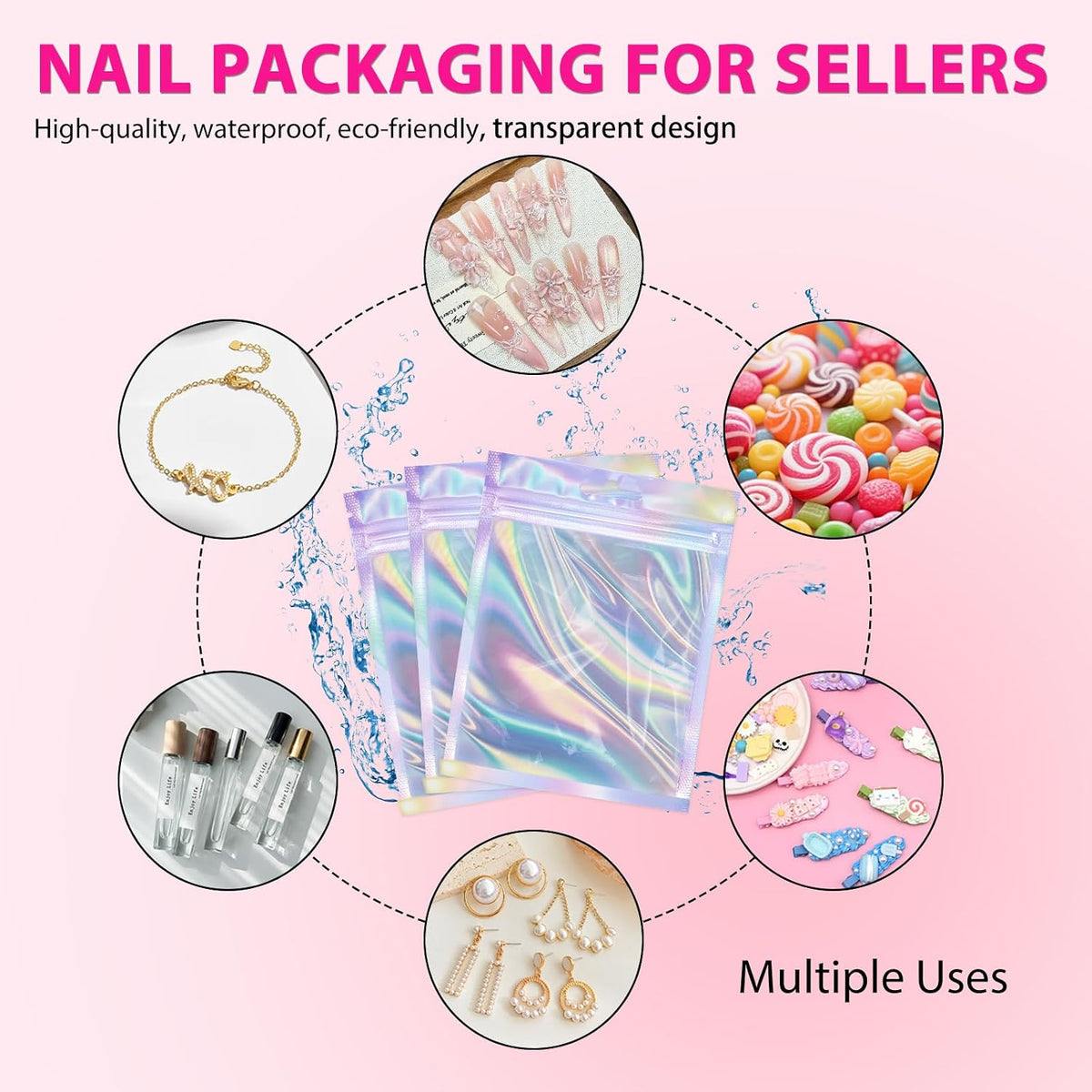 ESUOHYM 100 piezas de embalaje de uñas desechables suministros de n...