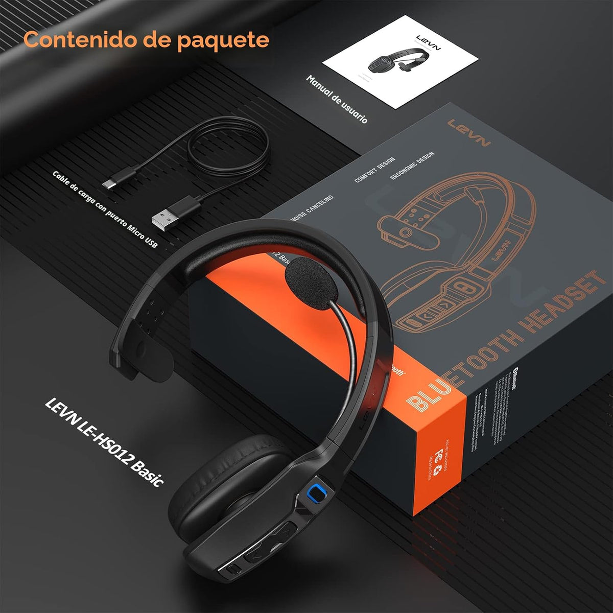 LEVN - Auriculares Bluetooth con micrófono, auriculares Bluetooth p...