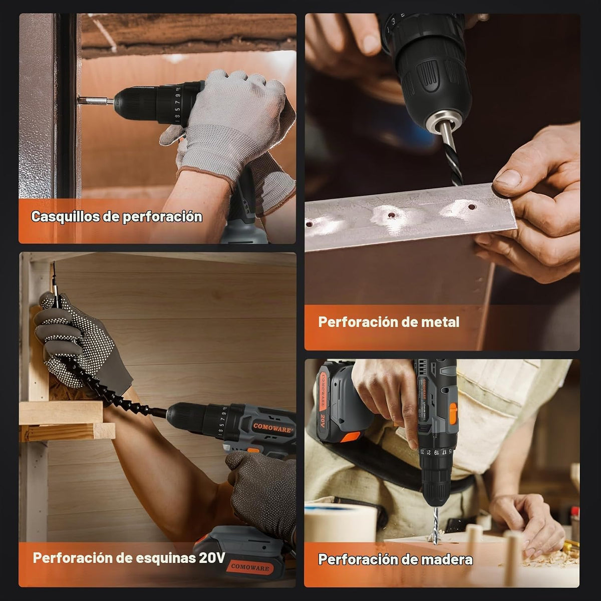 COMOWARE Juego de taladro inalámbrico, juego de taladro eléctrico d...