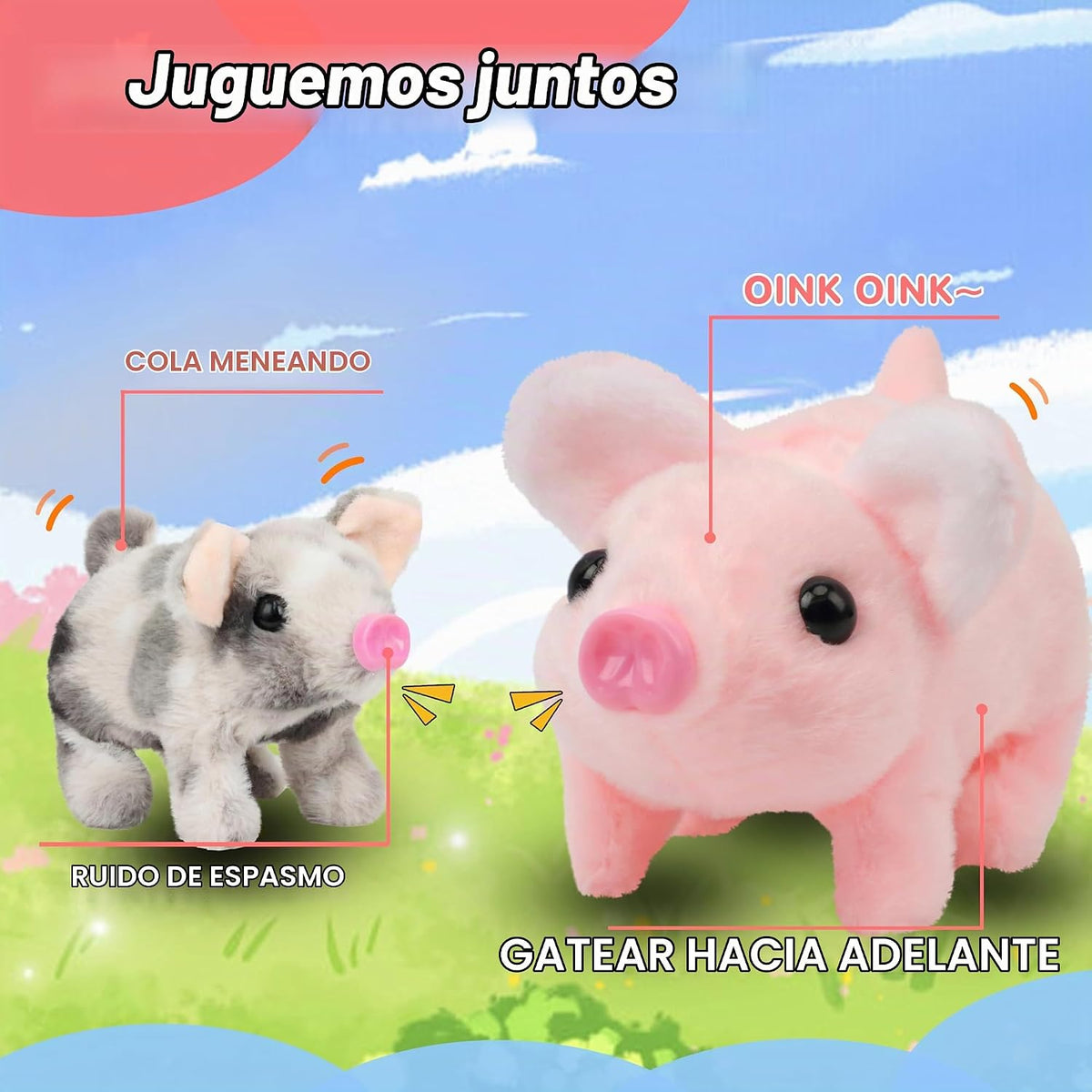 Hopearl - Juguete electrónico interactivo de peluche, cerdo con man...