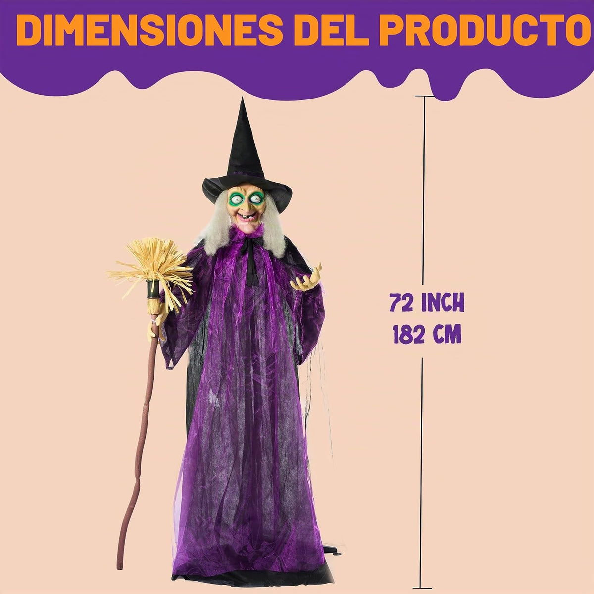JOYIN - Decoración de Halloween para exteriores de 183 cm, bruja an...