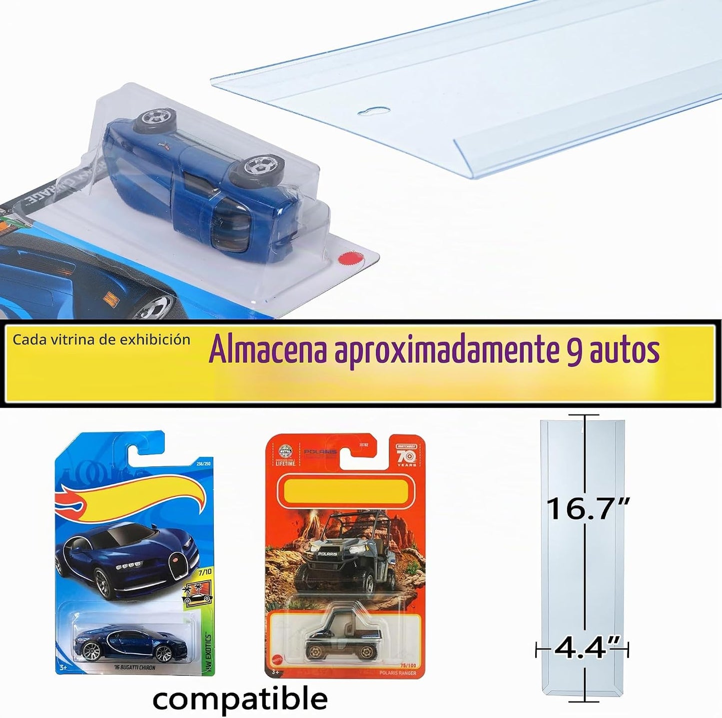 KASTUN 10 piezas Estuche de exhibición de metal para Hot-Wheels Mat...