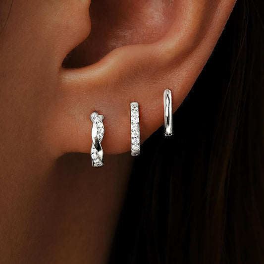 Inerney Juego de Aretes de Aro Abrazadera (Huggie) Dorados para Muj...