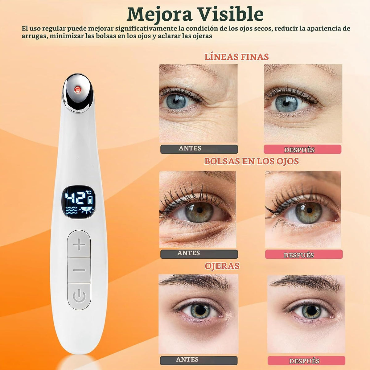 Vowleike - Varita térmica para ojos, color blanco puro | 3 en 1, te...