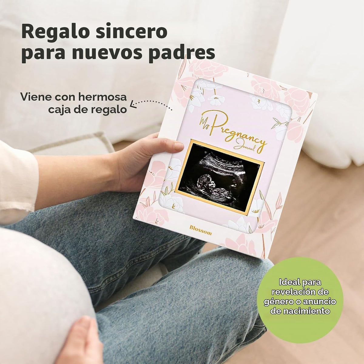 Diario de embarazo, anuncios de embarazo, 80 páginas de tapa dura,...