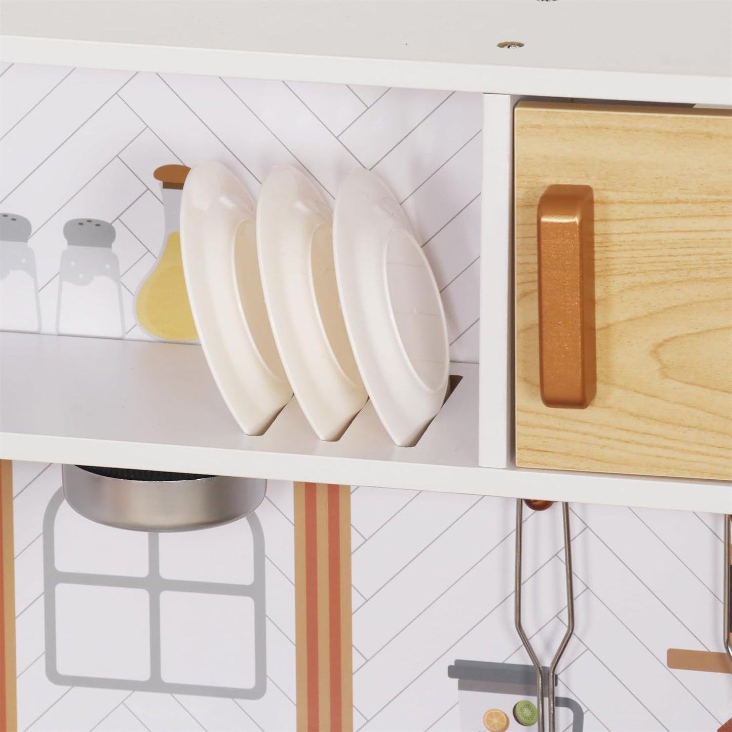 Juego de juguetes de cocina de madera con luz, juego de cocina de j...