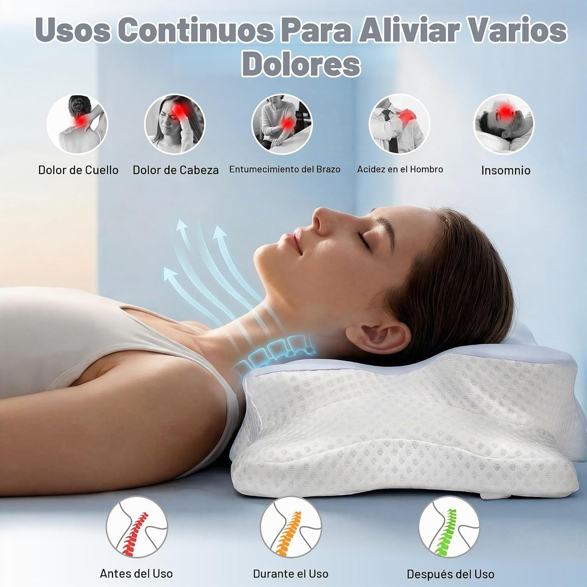 VYLEE Almohada cervical para el cuello para aliviar el dolor, almoh...
