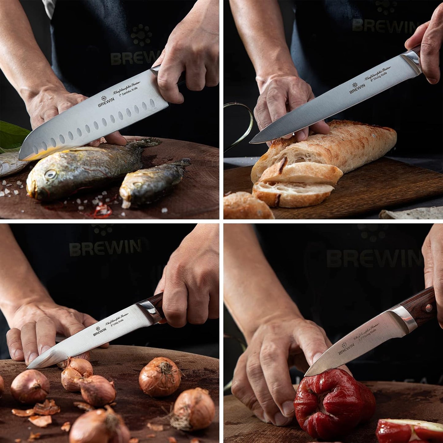Brewin CHEFILOSOPHI - Juego de 5 cuchillos de chef japoneses con el...