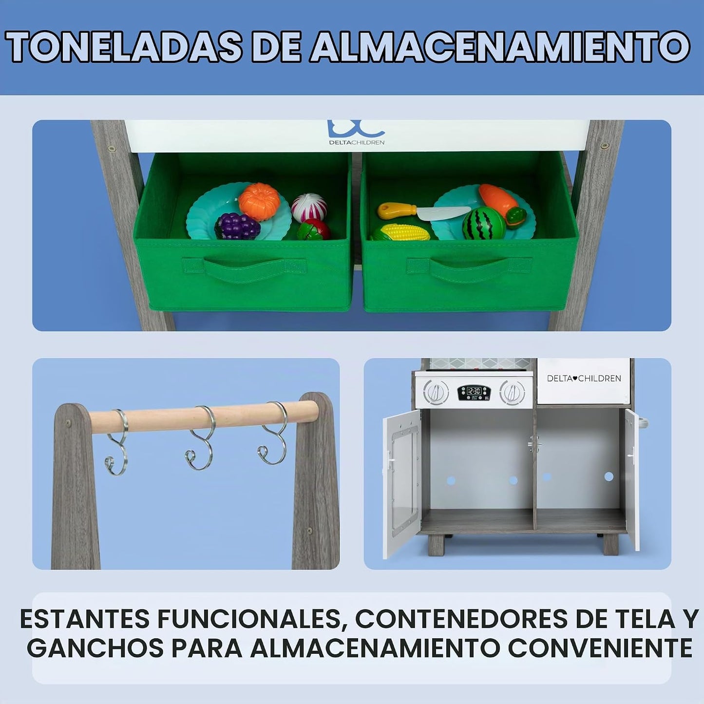 Delta Children - Cocina de juguete de esquina todo en uno Gourmet -...