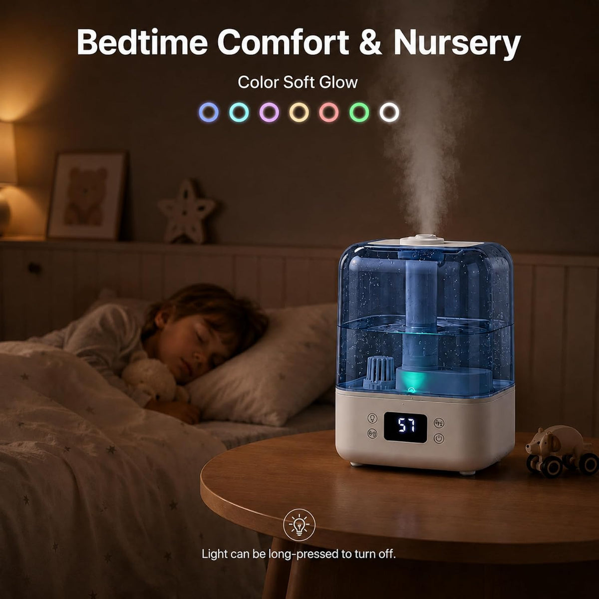 Humidificador de 5 litros para dormitorio, humidistato automático,...
