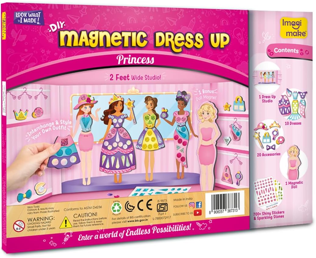 Imagimake Princesa magnética de bricolaje, 30 vestidos magnéticos y...