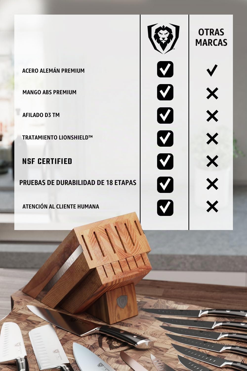 Dalstrong Juego de bloques de cuchillos Elite de 12 piezas, acero a...