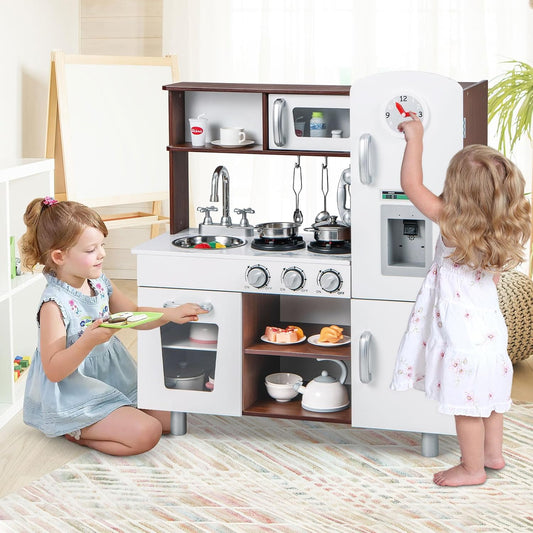 HONEY JOY Juego de cocina para niños, cocina de madera para niños p...