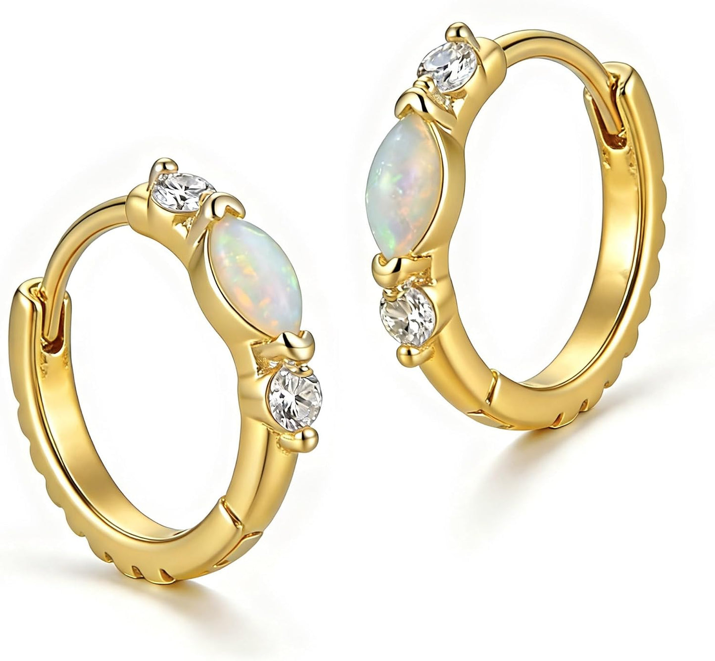 Aretes de ópalo chapados en oro de 14 quilates para mujer, aretes d...