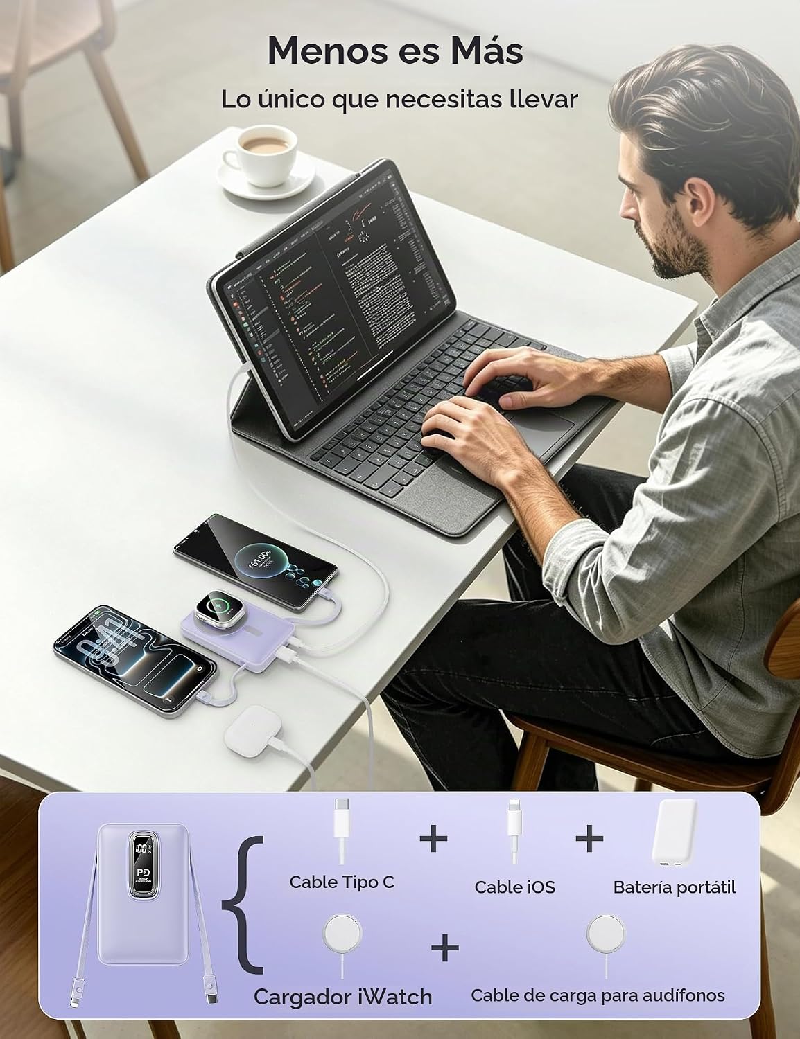 Cargador portátil magnético 10000mAh USB-C 20W Banco magnético del...