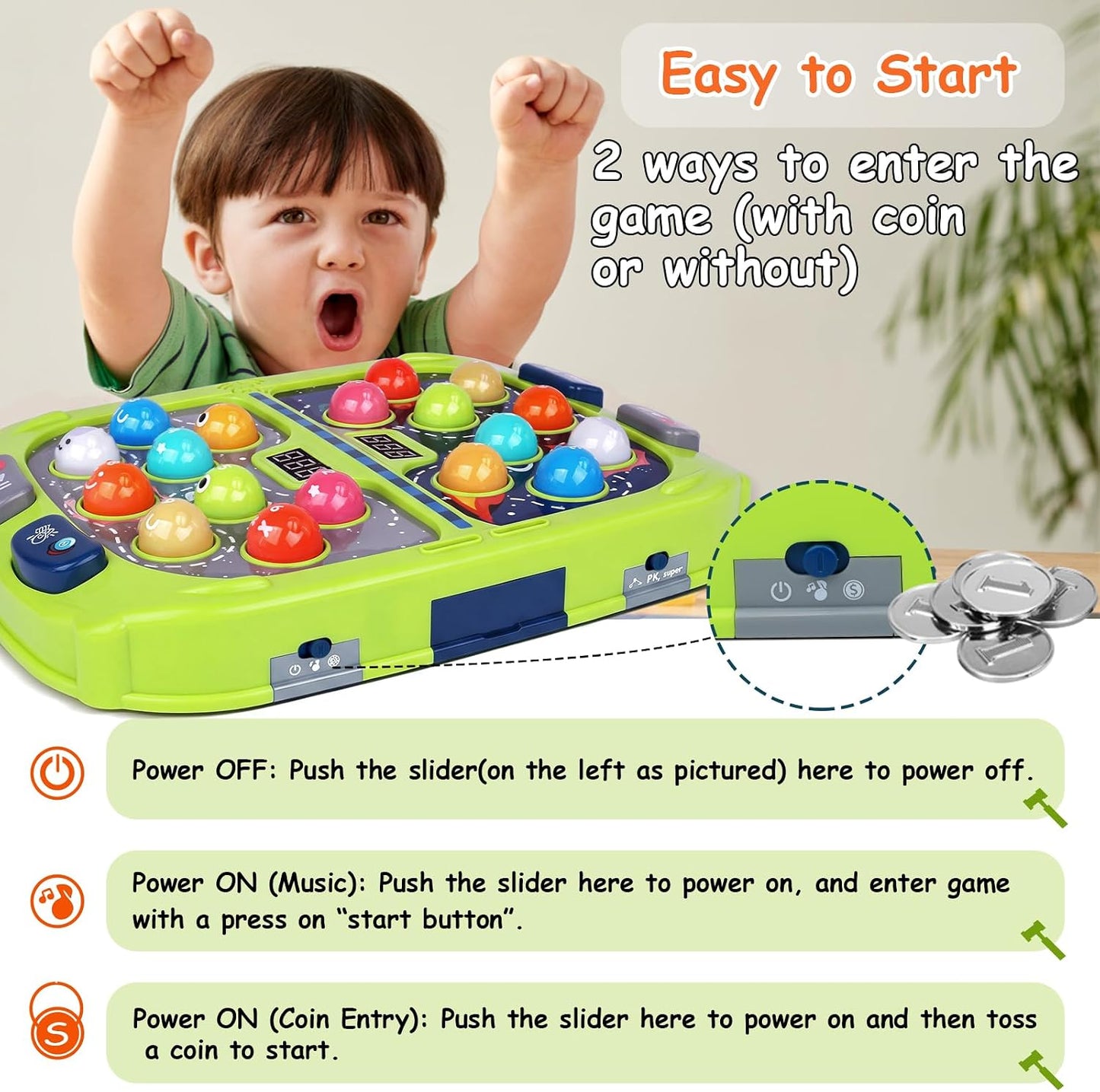 Juego de Golpear Topos para Niños Pequeños, Juguetes para Niños y N...