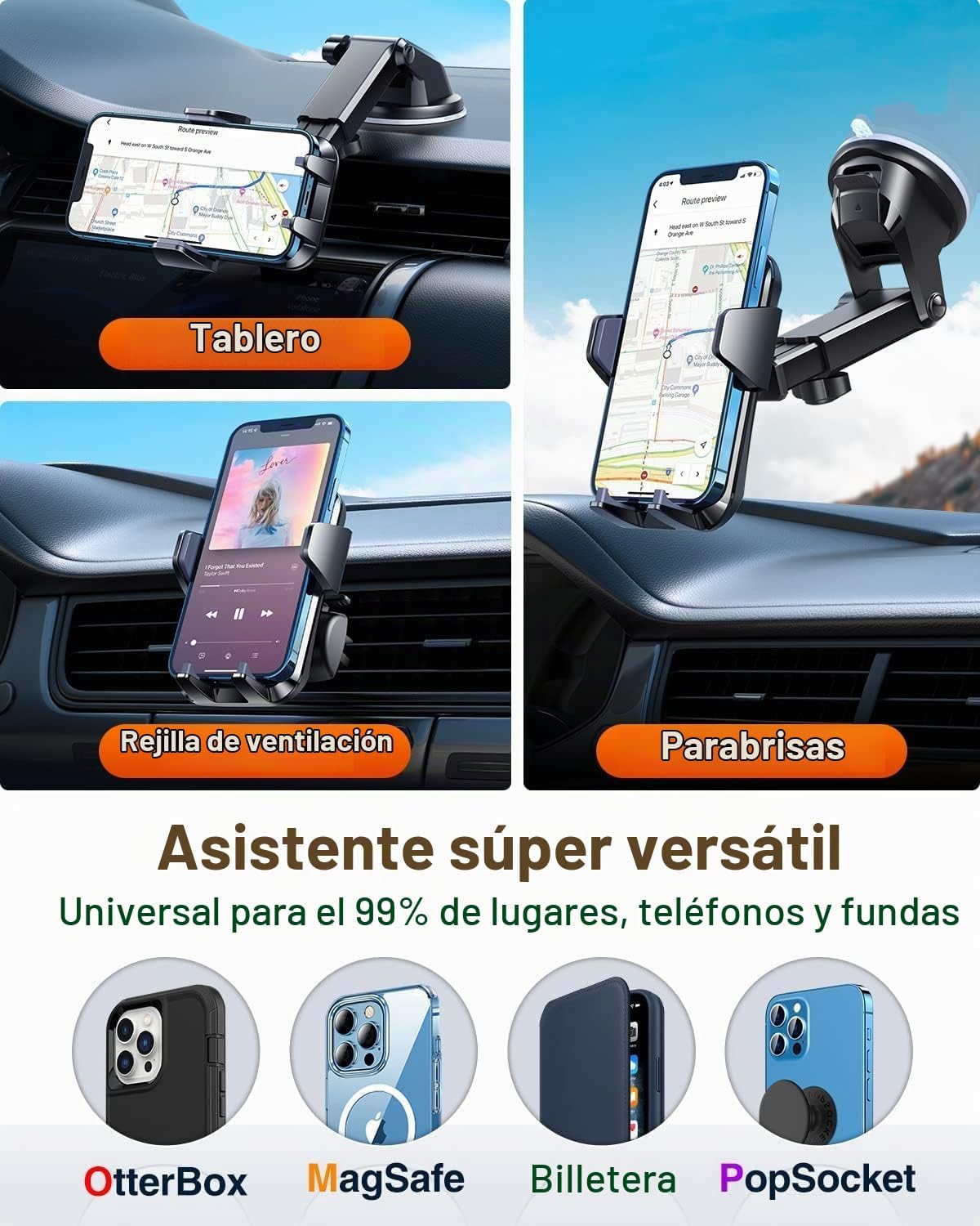 VANMASS Soporte para teléfono celular para automóvil, parabrisas, r...