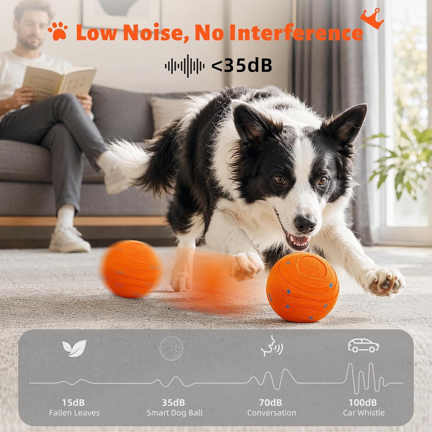 Pelota de juguetes inteligentes interactivos para perros, movimient...