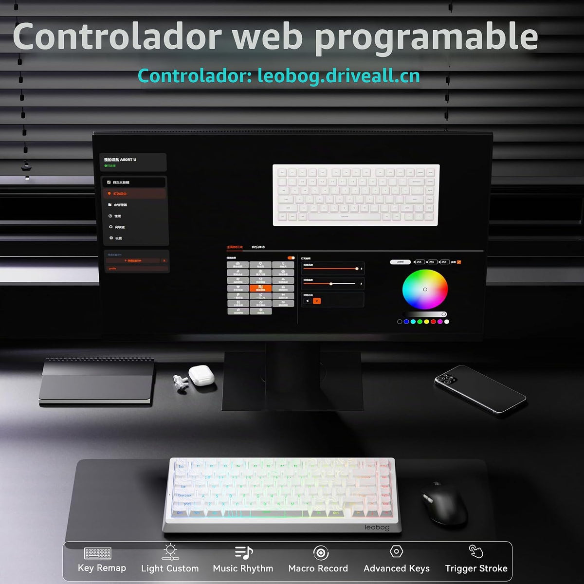 LEOBOG A80 RT Ultra HE Teclado mecánico inalámbrico para juegos 75%...
