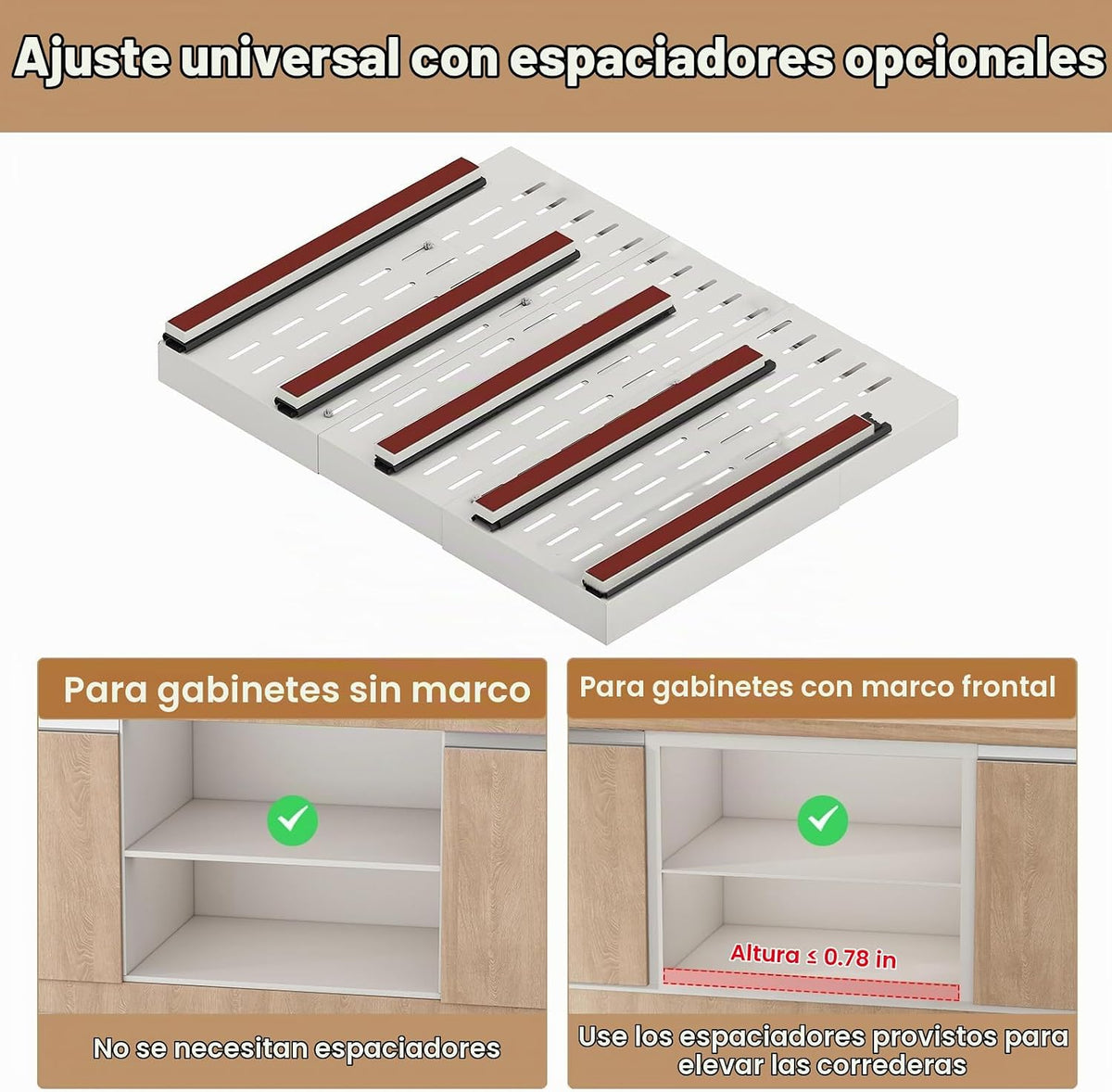 Organizador de gabinete extraíble, ancho expandible (23"-31"...