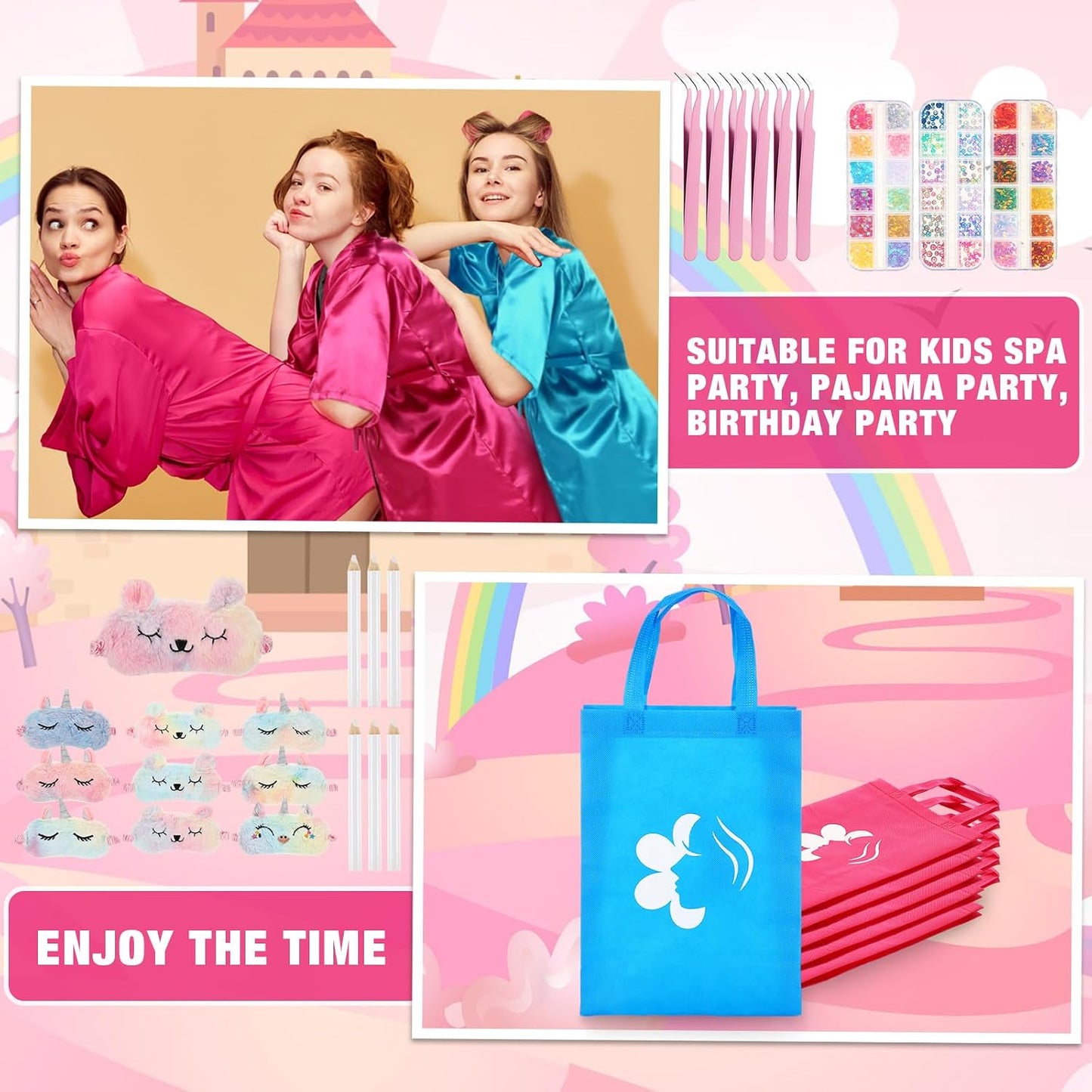 Suhine Juego de 6 juegos de spa para niñas, suministros para fiesta...