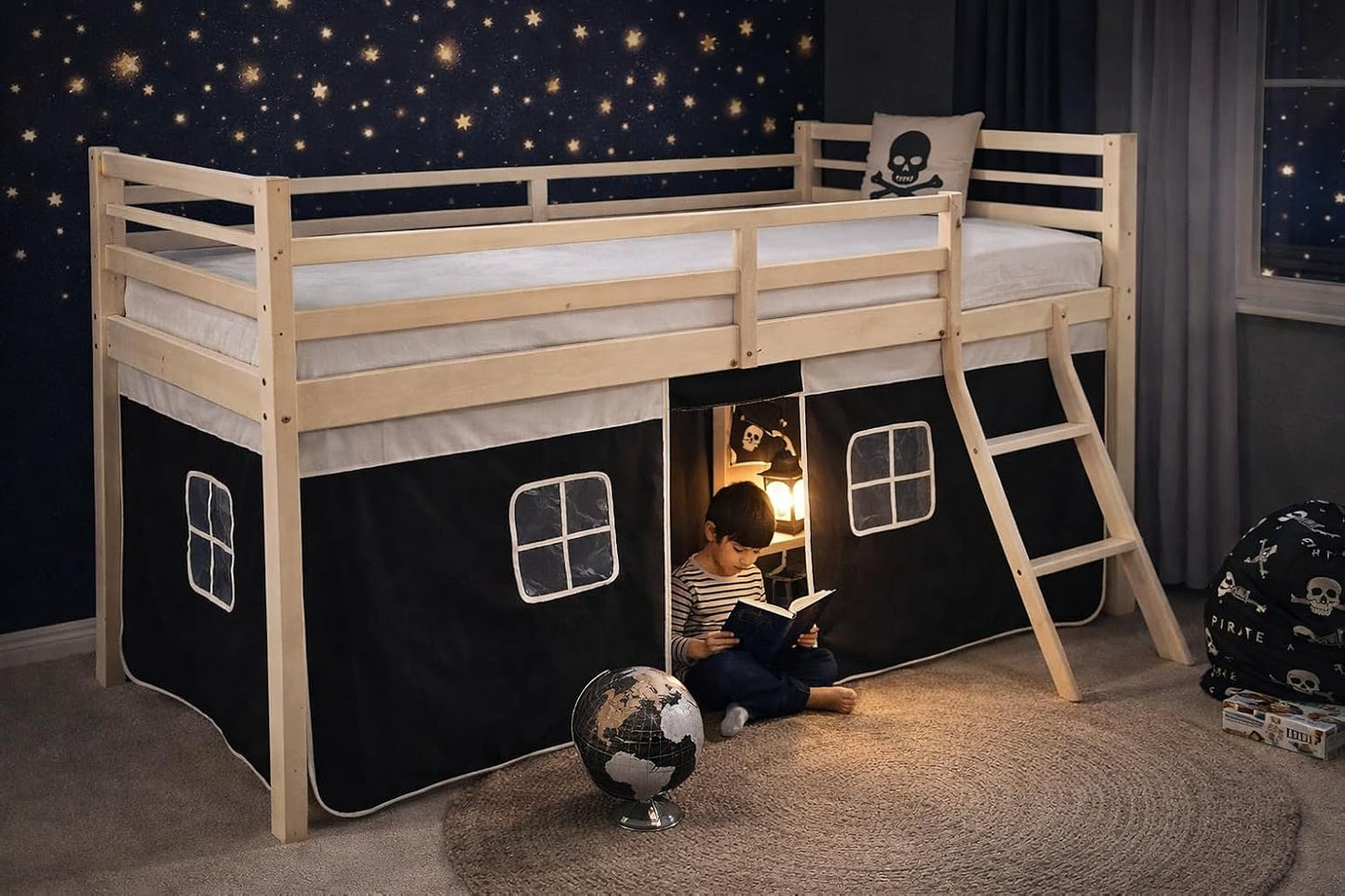 HLS Tienda de campaña pirata para niños, se adapta a camas individu...